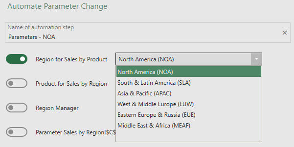 parameter changes in Excel automation using AutoToolit for Office