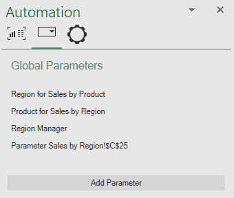 list parameters for Excel automation in AutoToolit for Office